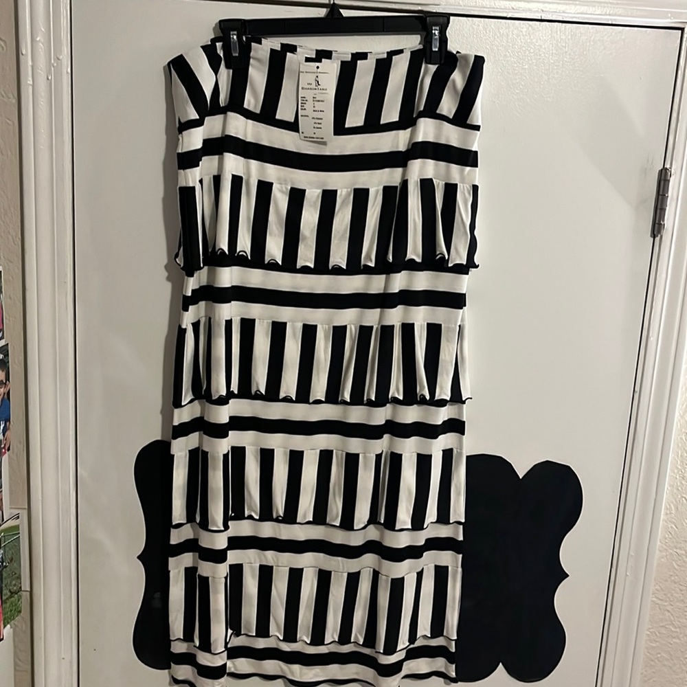 🔴HOLD🔴 NWT | Sharon Tang | B&W Striped Maxi Ruffle Skirt